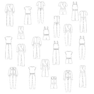 patrons de couture de combinaison pantalon et short avec nombreuses variations et déclinaisons